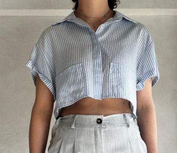 Crop ριγέ πουκάμισο 